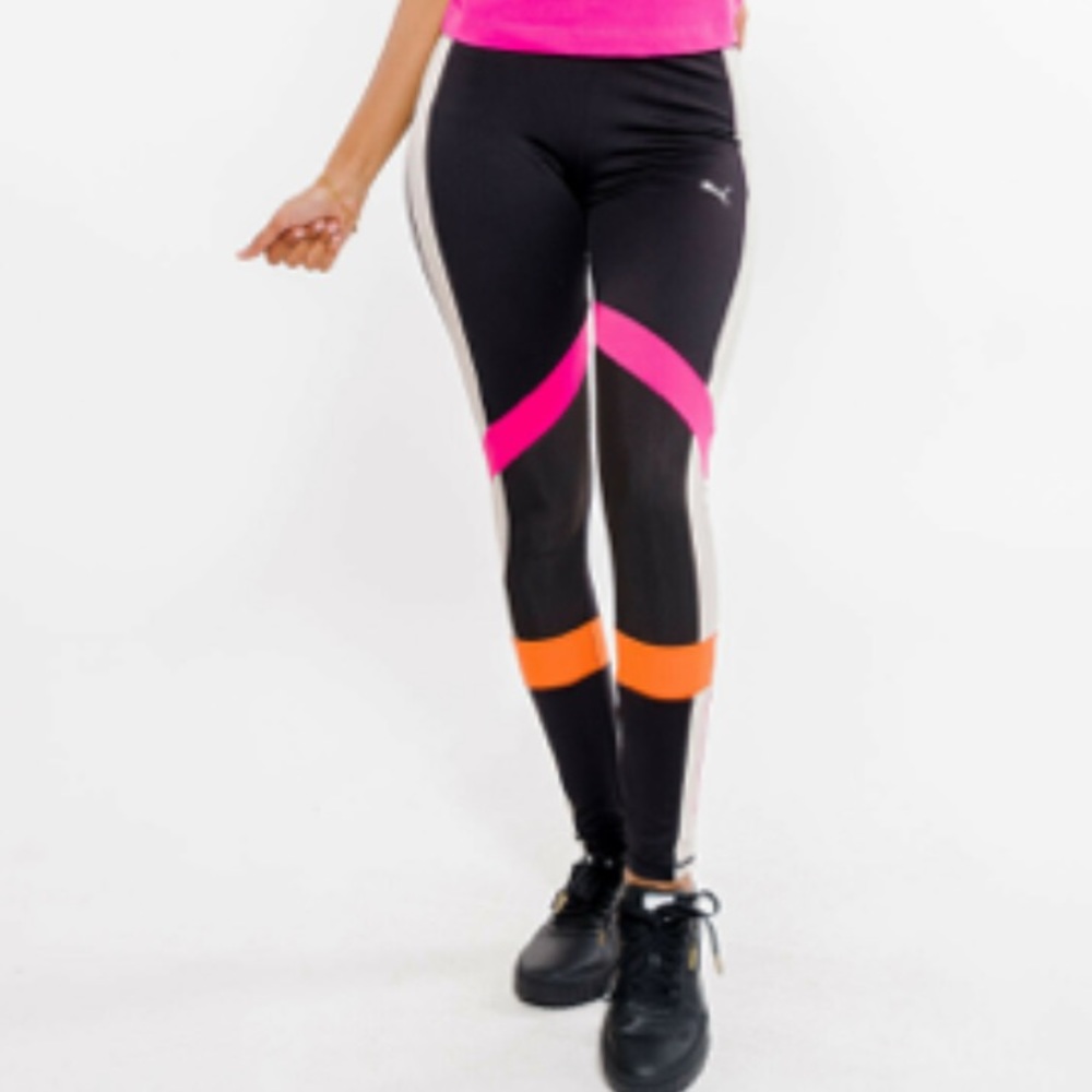Puma Leggings M Black Orange Pink